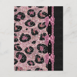 Postal Lazos de cinta de estampado de leopardo rosa RAB R