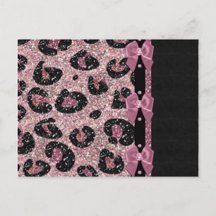 Postal Lazos de cinta de estampado de leopardo rosa RAB R
