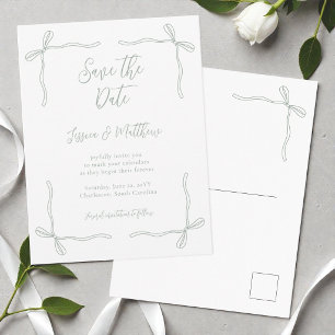 Postal Lazos y Votos de Boda en Verde Salvia Save the Dat