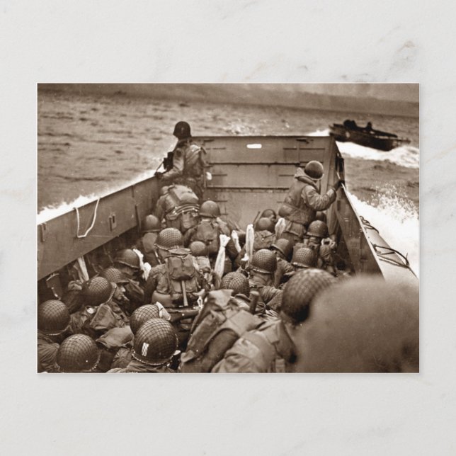 Postal LCI y Soldados Omaha Beach (Anverso)