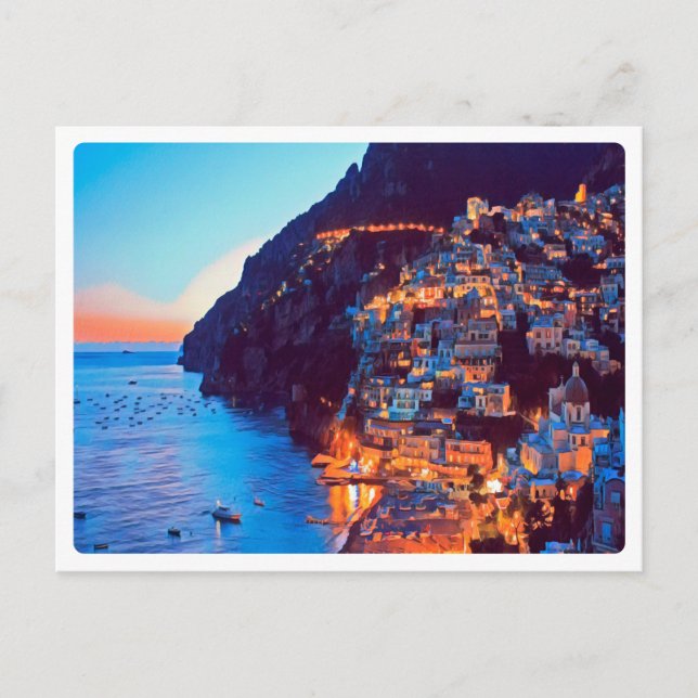 Postal ldp POSITANO Costa Amalfitana - puesta de sol toma (Anverso)