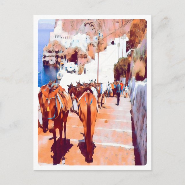 Postal ldp SANTORINI - Pista de burro - Fira - (Anverso)