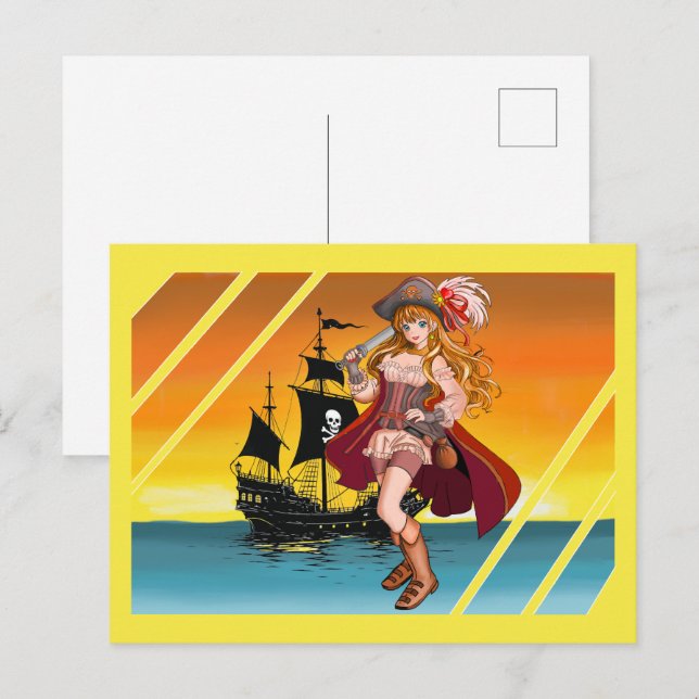 Postal Le belle pirate. (Anverso / Reverso)