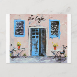 Postal Le Cafe, pintura de Cuchillo de Palette en Aceite