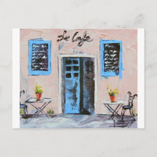 Postal Le Cafe, pintura de Cuchillo de Palette en Aceite