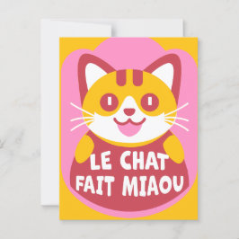 Postal Le Chat Fait Miaou Naranja francés lindo Tabby