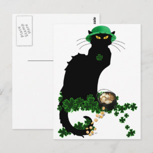 Postal Le Chat Noir Clover St. Patrick's Day