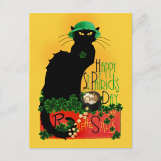 Postal Le Chat Noir Clover St. Patrick's Day
