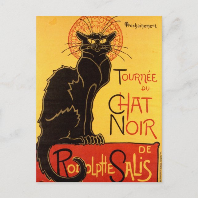 Postal Le Chat Noir El Viento Art Nouveau Del Gato Negro (Anverso)