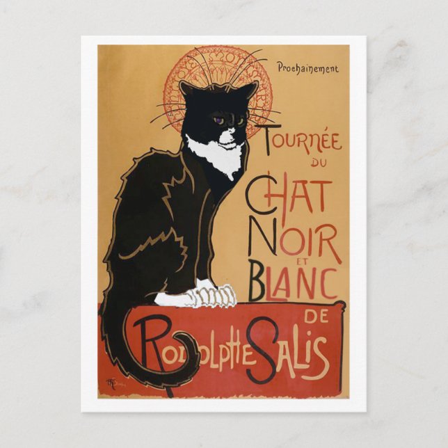 Postal Le Chat Noir et Blanc (Anverso)