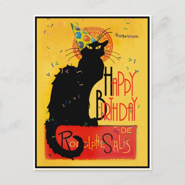 Postal Le Chat Noir Feliz Cumpleaños (Anverso)