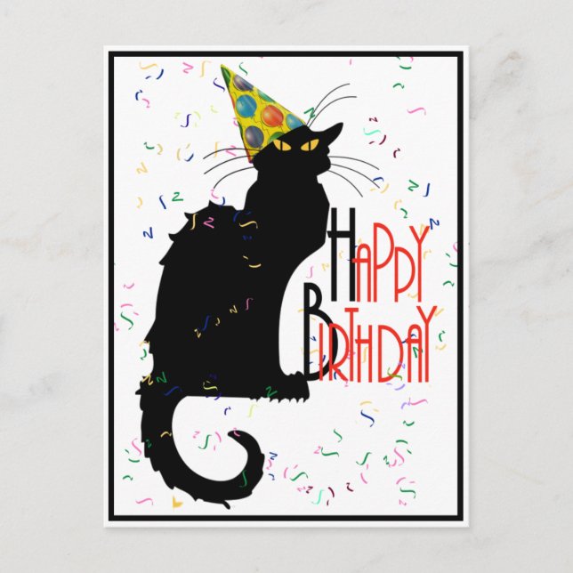 Postal Le Chat Noir Feliz Cumpleaños (Anverso)