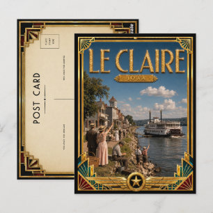 Postal Le Claire Iowa Arte Deco Vintage Edad Dorada