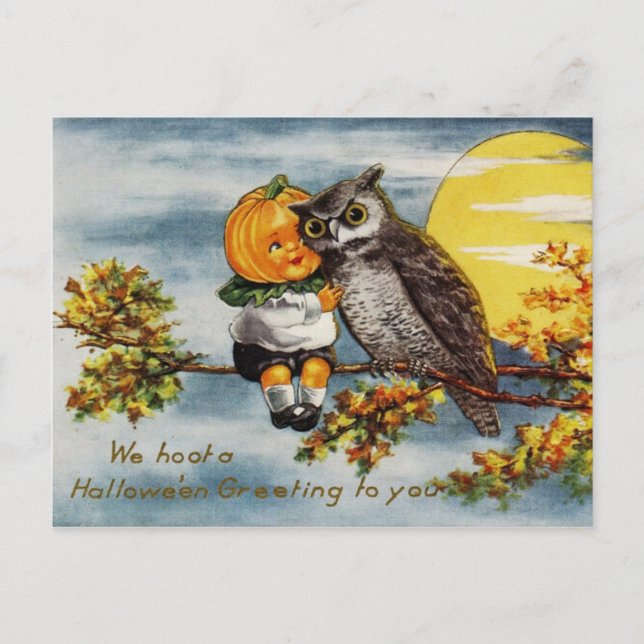 Postal Le damos un saludo de Halloween (Anverso)