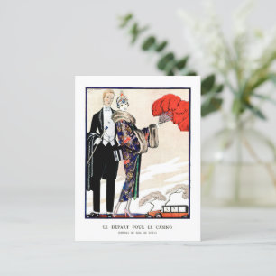 Postal Le départ pour le casino por George Barbier