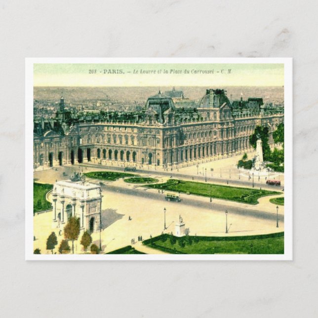 Postal Le Louvre, París, Francia Vintage (Anverso)