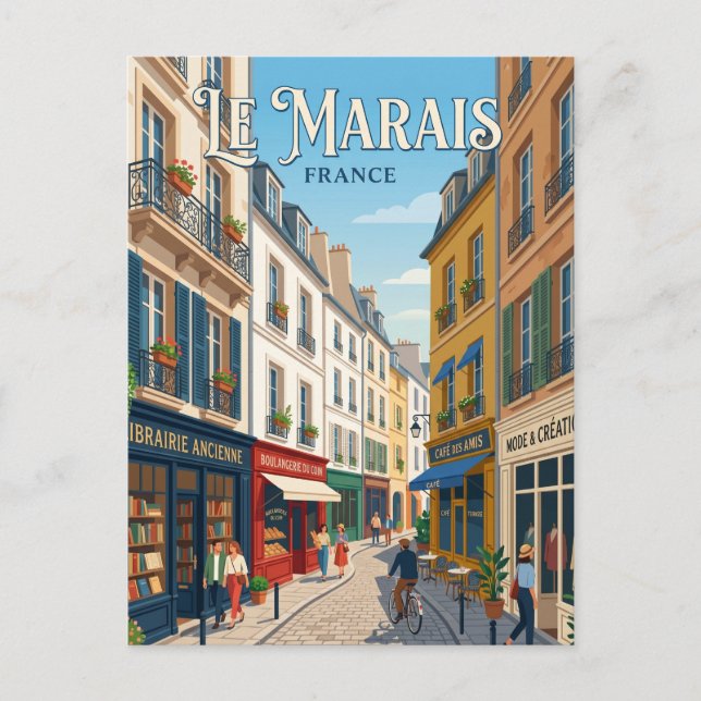 Postal Le Marais Francia (Anverso)