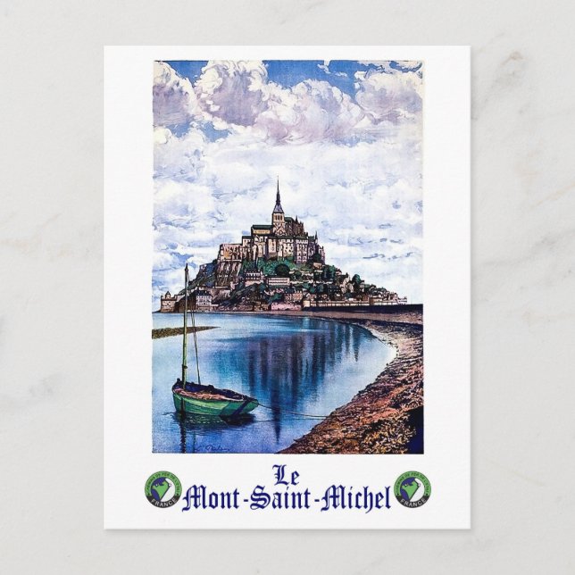 Postal Le Mont-Saint-Michel, Normandía, Francia, cosecha (Anverso)