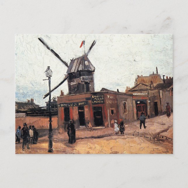 Postal Le Moulin de la Galette por Vincent van Gogh (Anverso)