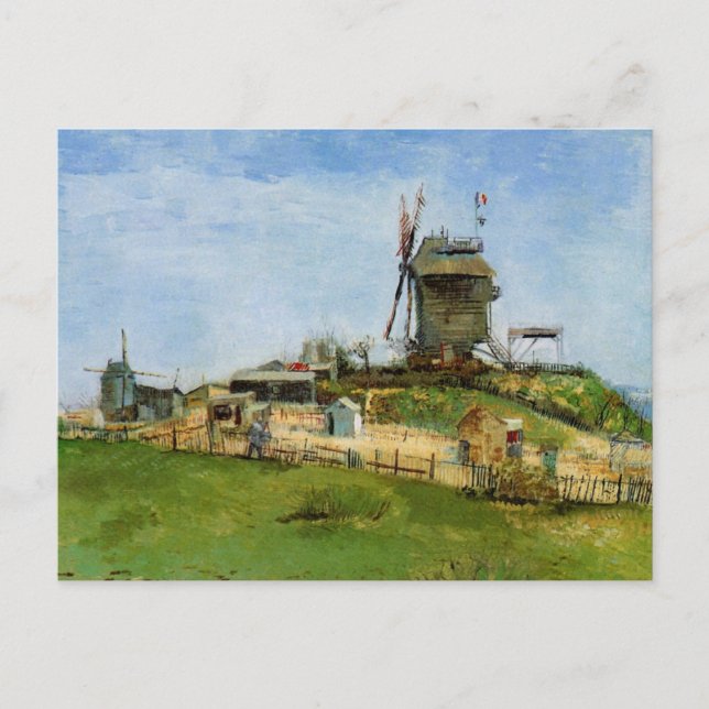 Postal Le Moulin de la Galette por Vincent van Gogh (Anverso)