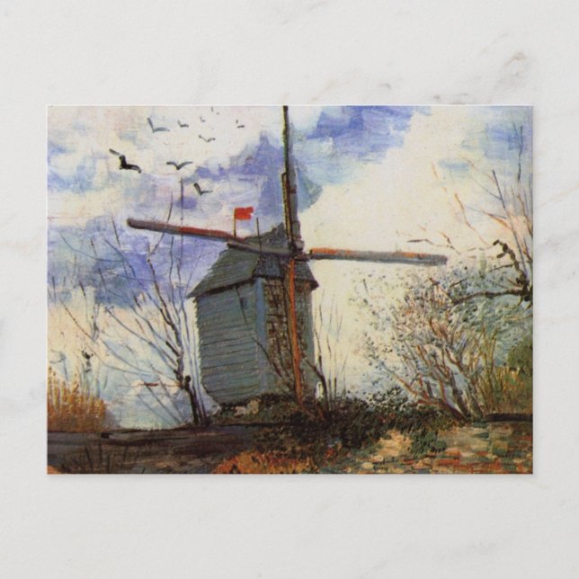 Postal Le Moulin de la Galette por Vincent van Gogh (Anverso)