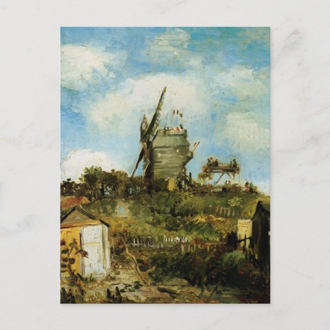 Postal Le Moulin de la Galette por Vincent van Gogh (Anverso)