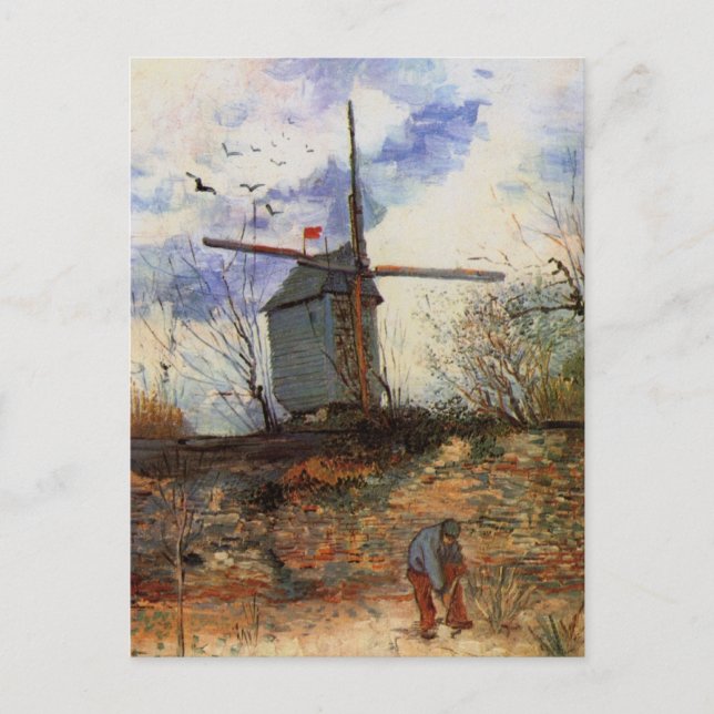 Postal Le Moulin de la Galette por Vincent van Gogh (Anverso)