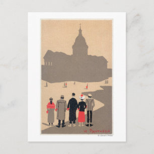 Postal Le Pantheon Art Deco Scene Paris, Francia