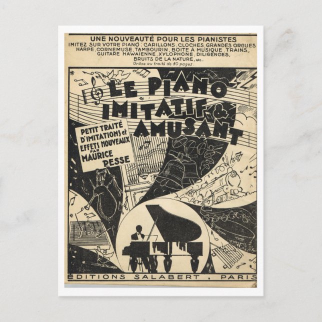 Postal Le Piano Imitatif et Amusant, partitura (Anverso)
