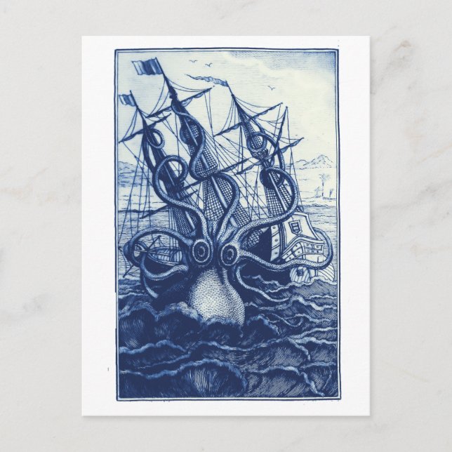 Postal Le Poulpe Colossal 1801 Azul (Anverso)