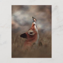 Postal Le renard et le papillon