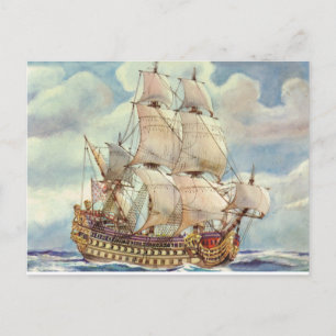 Postal Le Terrible, buque de guerra de Luis XIV