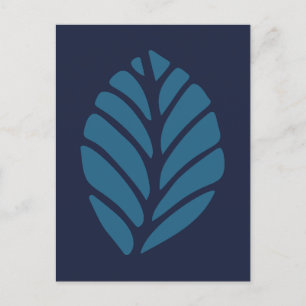 Postal Leaf azul minimalista