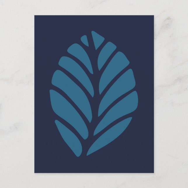 Postal Leaf azul minimalista (Anverso)