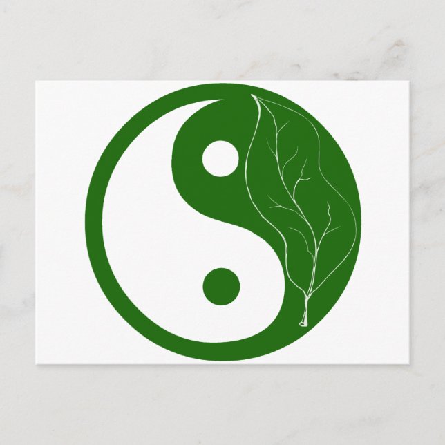 Postal Leaf verde Yin Yang (Anverso)