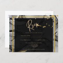 LeahG® Black Gold Ink Wedding INVITE