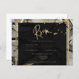 Postal LeahG® Black Gold Ink Wedding INVITE