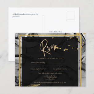 Postal LeahG® Black Gold Ink Wedding INVITE