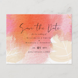 Postal LeahG Boda de presupuesto Naranja rojo hojas de ac