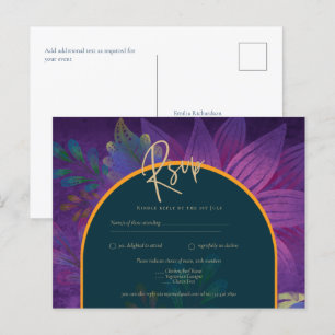 Postal LeahG Green Purple Gold JEWEL TONES Wedding INVITE
