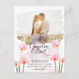 Postal LeahG Pink Calla Lily FOTO Overlay Wedte Invite de