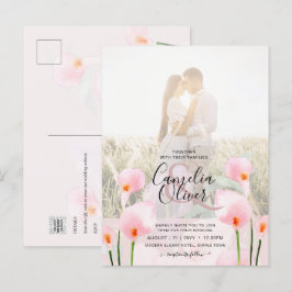 Postal LeahG Pink Calla Lily FOTO Overlay Wedte Invite de