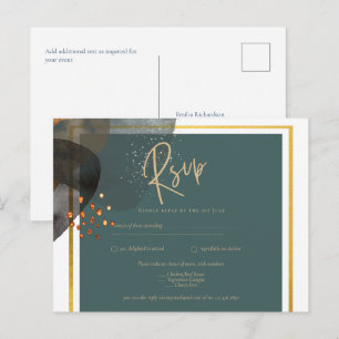 Postal Leahg TONOS DE TIERRA VERDE AZULADA BODA INVITAR C