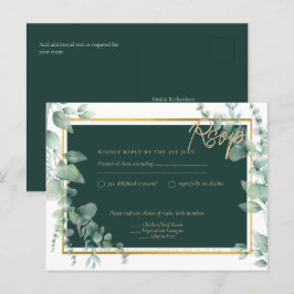 Postal LeahG Verde de Eucalipto Dorado BODA CÓDIGO QR