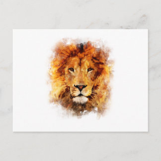 Postal Leão Aquarela