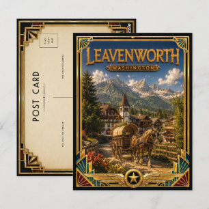 Postal Leavenworth Washington Vintage Art Deco Edad Dorad