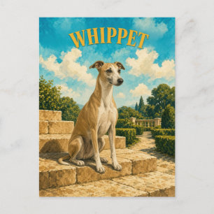 Postal Lebrel, Arte de Perro con Acuarela Vintage