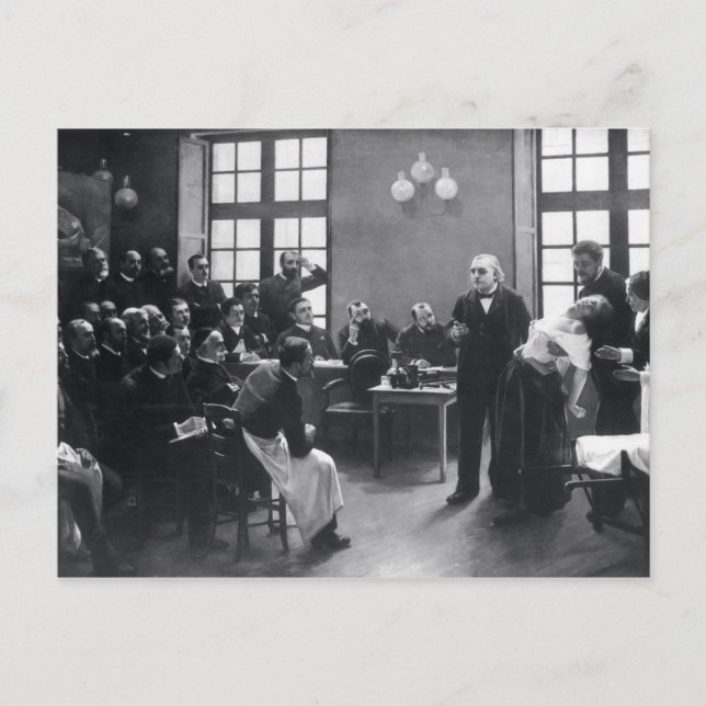 Postal Lección con Médica Charcot en el Salpetriere (Anverso)