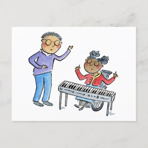 Postal Lección de piano