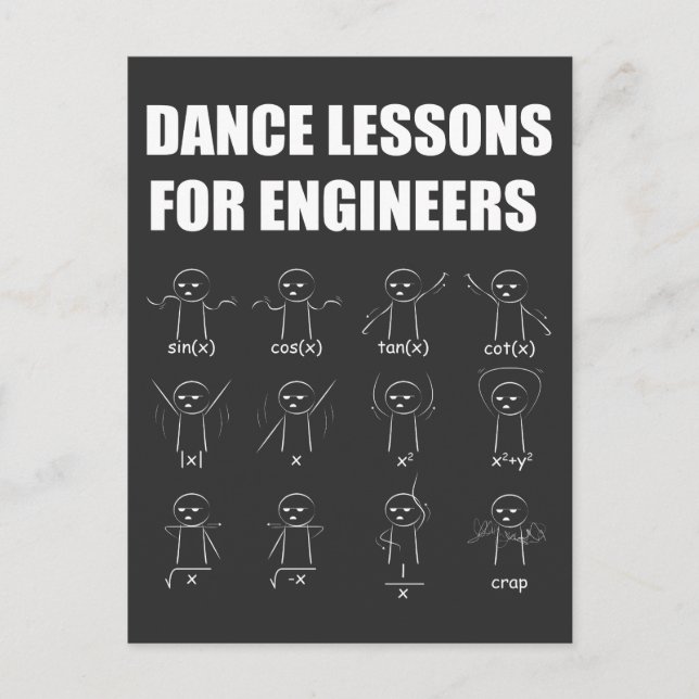 Postal Lecciones de baile de ingeniería Regalo divertido  (Anverso)
